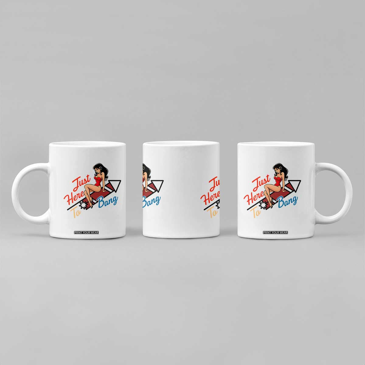 Funny Patriotic Pin Up Girl Firework USA Gift Coffee Mug Just Here To Bang
