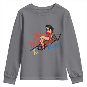 Funny Patriotic Pin Up Girl Firework USA Gift Youth Sweatshirt Just Here To Bang