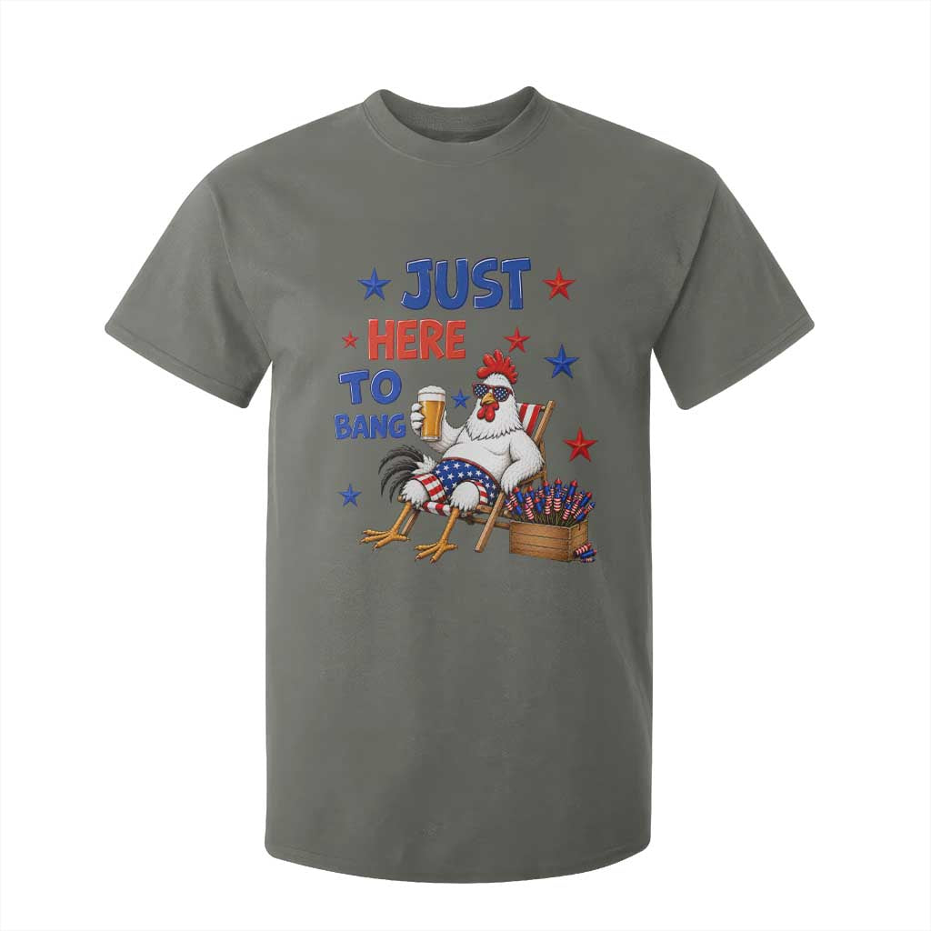 Funny Chicken 4th Of July Celebration T Shirt For Kid Just Here To Bang