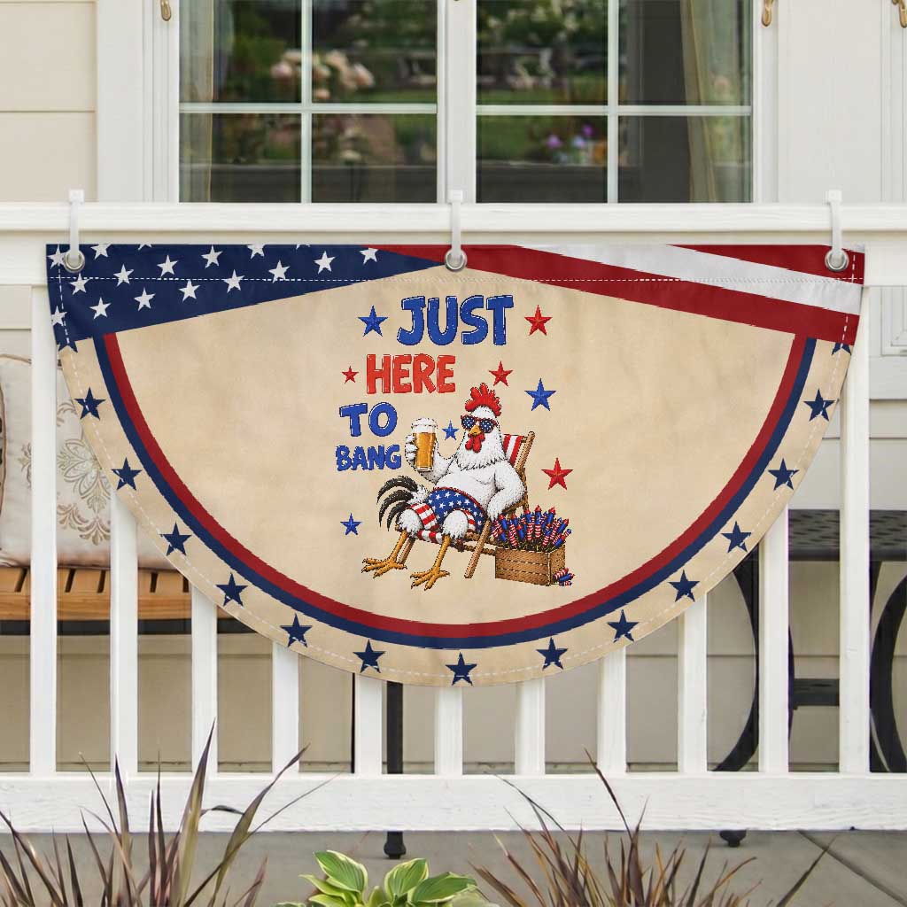 Funny Chicken 4th Of July Celebration Patriotic Fan Flag Just Here To Bang TS12 2pcs pack Classic Tan Print Your Wear