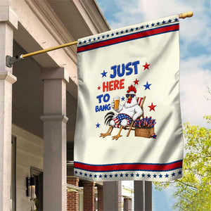 Funny Chicken 4th Of July Celebration Patriotic Garden Flag Just Here To Bang TS12 Modern Beige Red Print Your Wear