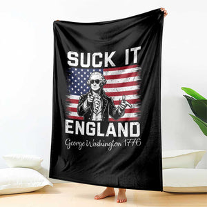 Funny 4th Of July George Washington Throw Blanket Suck It England