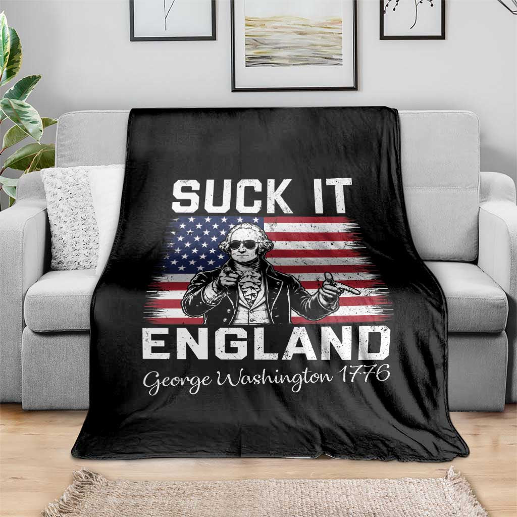 Funny 4th Of July George Washington Throw Blanket Suck It England