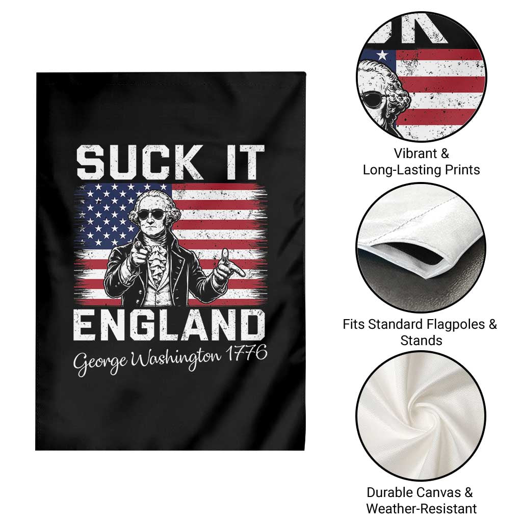 Funny 4th Of July George Washington Garden Flag Suck It England