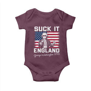 Funny 4th Of July George Washington Baby Onesie Suck It England