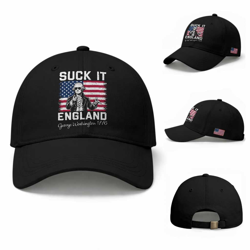Funny 4th Of July George Washington Baseball Cap Suck It England TS12 Baseball Cap Universal Fit Black Print Your Wear