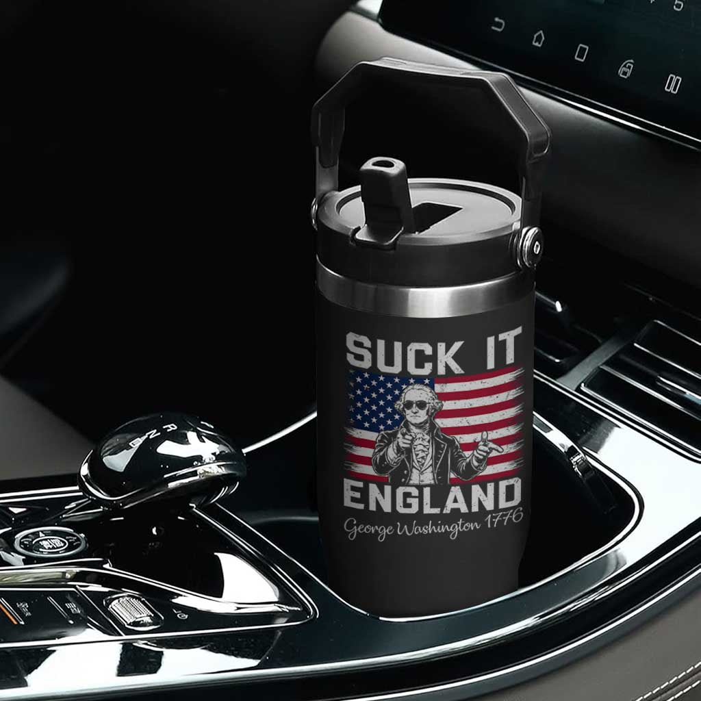 Funny 4th Of July George Washington Flip Straw Tumbler Suck It England