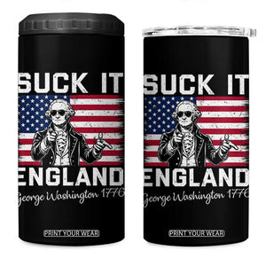Funny 4th Of July George Washington 4 in 1 Can Cooler Tumbler Suck It England