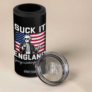 Funny 4th Of July George Washington 4 in 1 Can Cooler Tumbler Suck It England