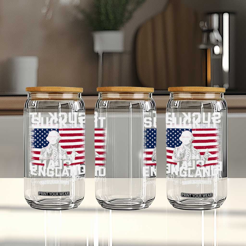 Funny 4th Of July George Washington Glass Can Suck It England