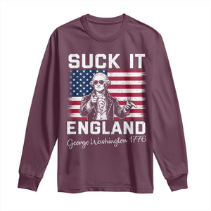 Funny 4th Of July George Washington Long Sleeve Shirt Suck It England