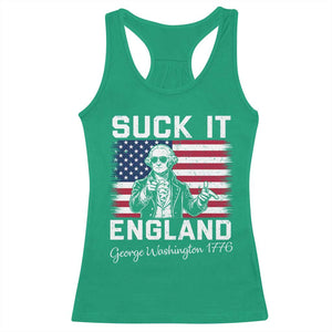 Funny 4th Of July George Washington Racerback Tank Top Suck It England
