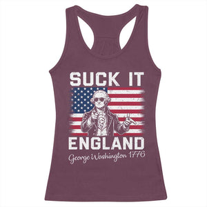 Funny 4th Of July George Washington Racerback Tank Top Suck It England