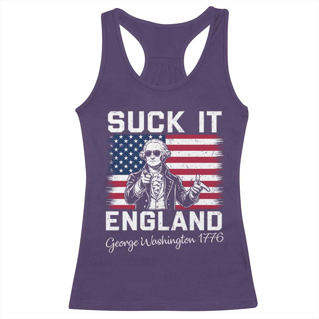Funny 4th Of July George Washington Racerback Tank Top Suck It England