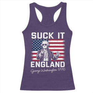 Funny 4th Of July George Washington Racerback Tank Top Suck It England