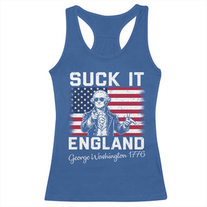 Funny 4th Of July George Washington Racerback Tank Top Suck It England