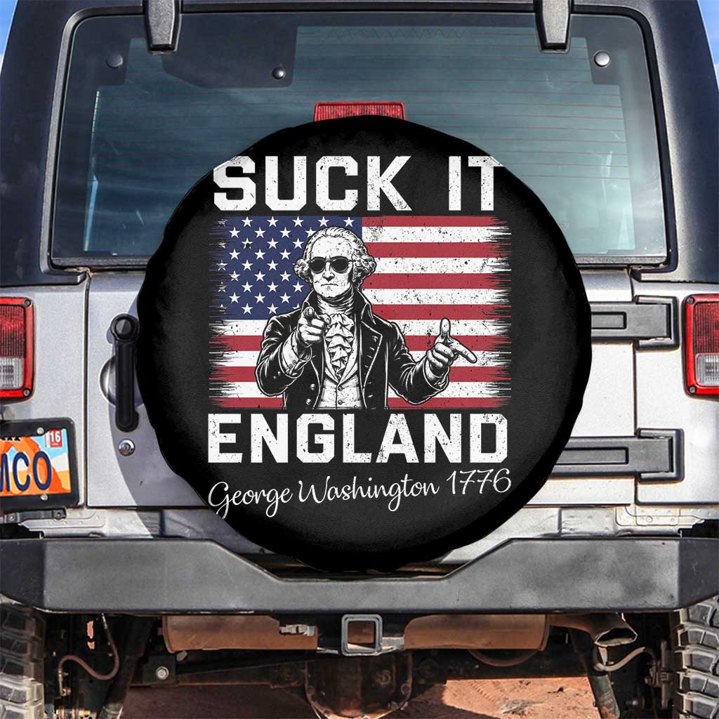Funny 4th Of July George Washington Spare Tire Cover Suck It England TS12 No hole Black Print Your Wear