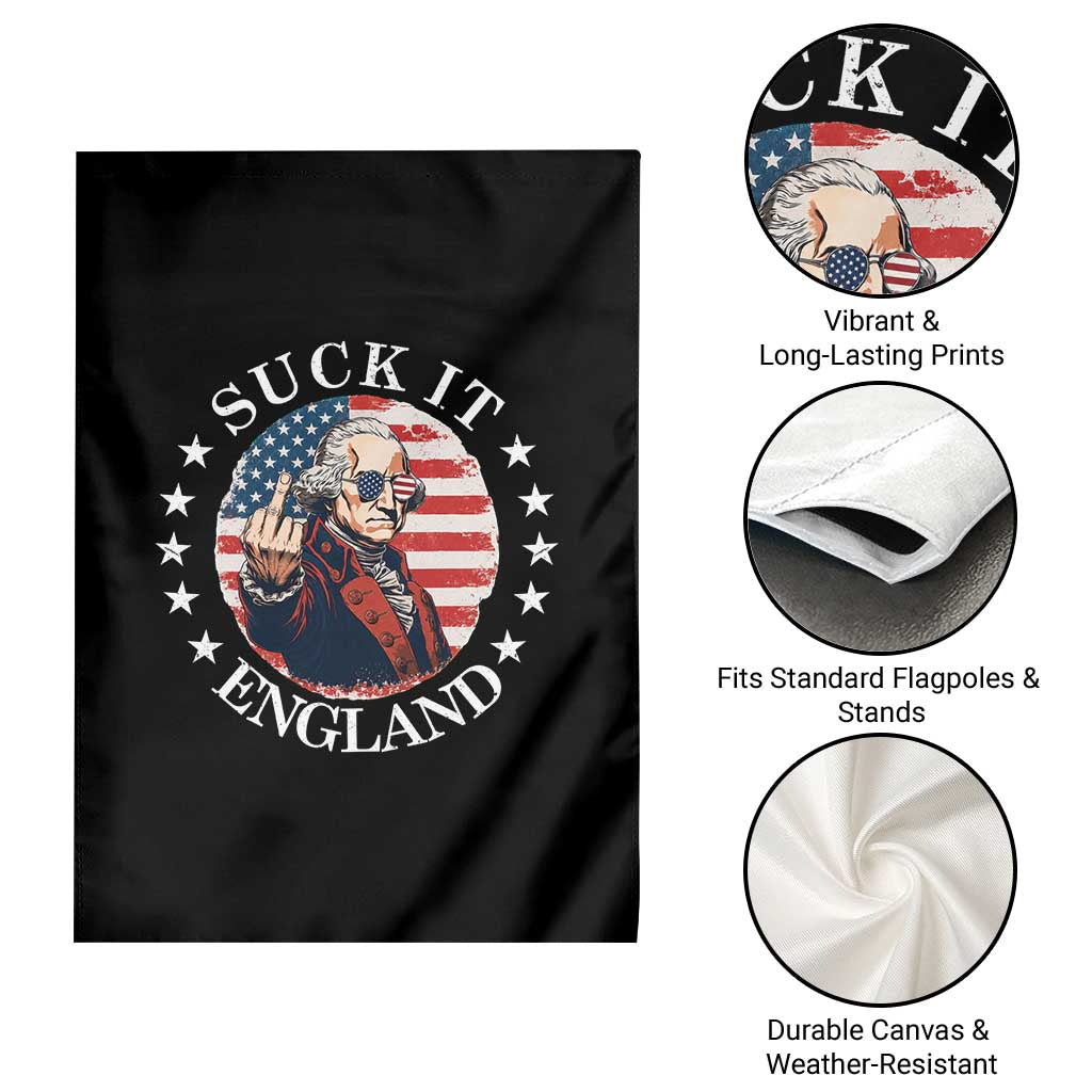 Funny George Washington Revolutionary War Garden Flag Suck It England