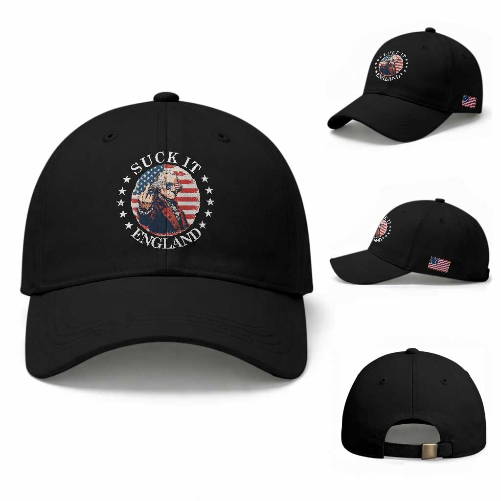 Funny George Washington Revolutionary War Baseball Cap Suck It England TS12 Baseball Cap Universal Fit Black Print Your Wear