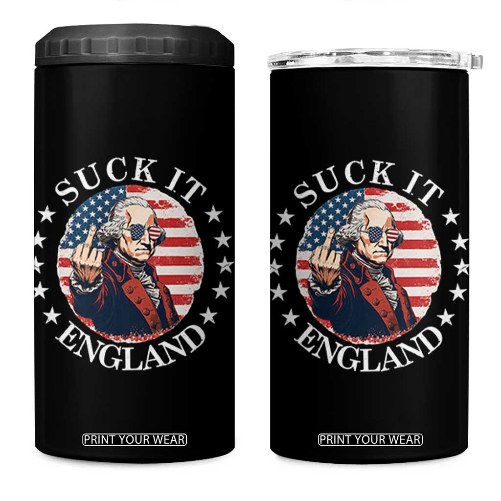 Funny George Washington Revolutionary War 4 in 1 Can Cooler Tumbler Suck It England