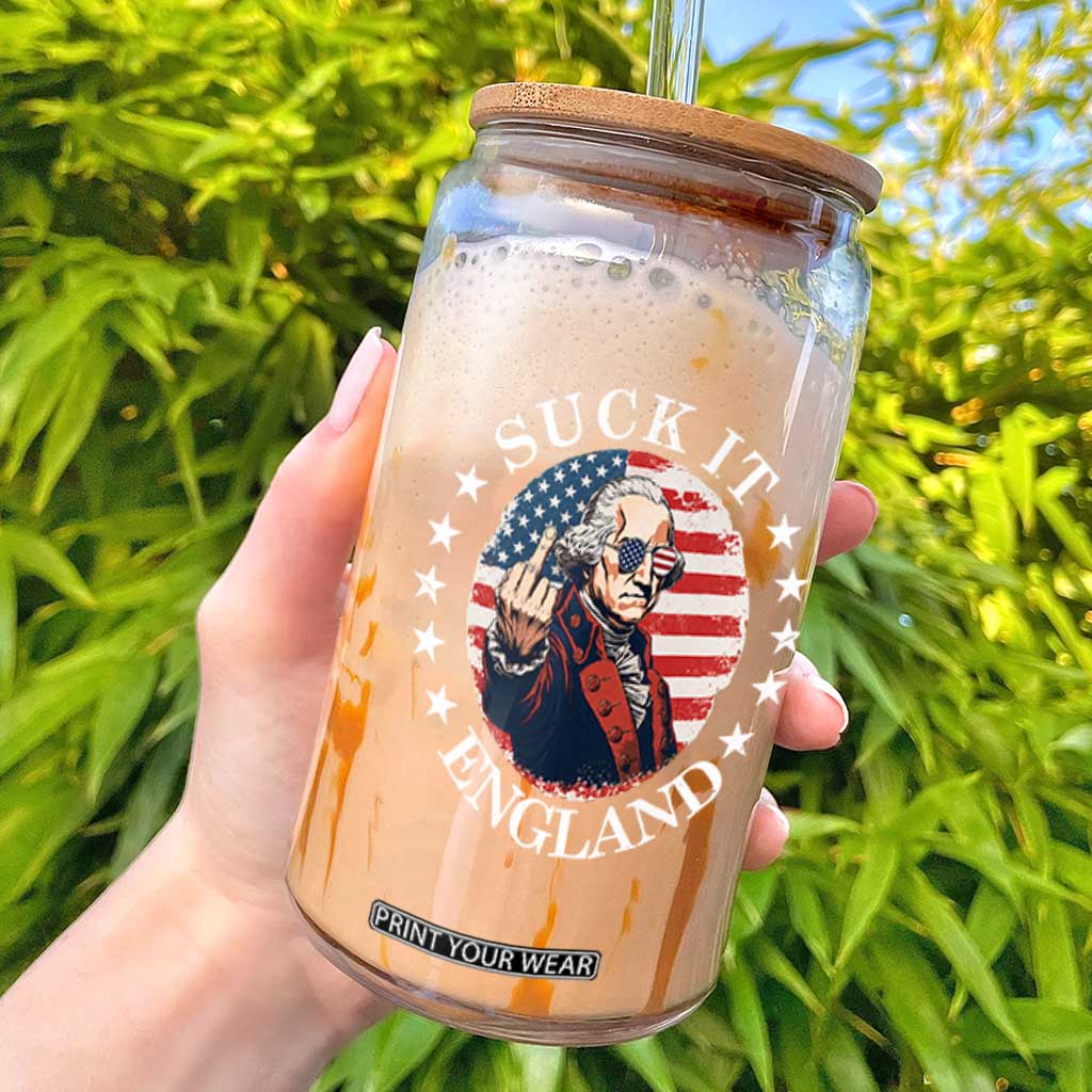 Funny George Washington Revolutionary War Glass Can Suck It England