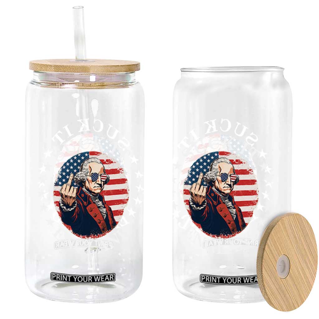 Funny George Washington Revolutionary War Glass Can Suck It England