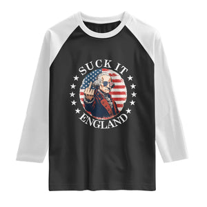 Funny George Washington Revolutionary War Raglan Shirt Suck It England TS12 Black White Print Your Wear