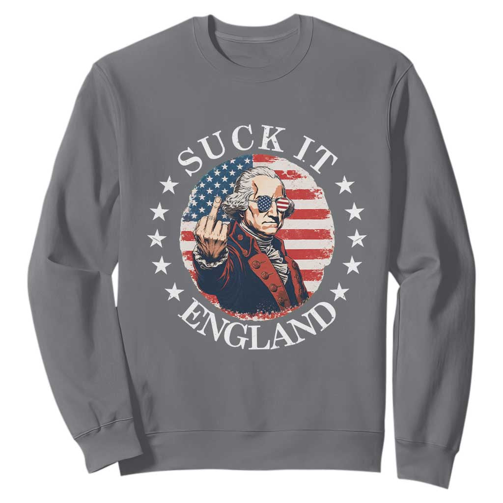 Funny George Washington Revolutionary War Sweatshirt Suck It England TS12 Charcoal Print Your Wear