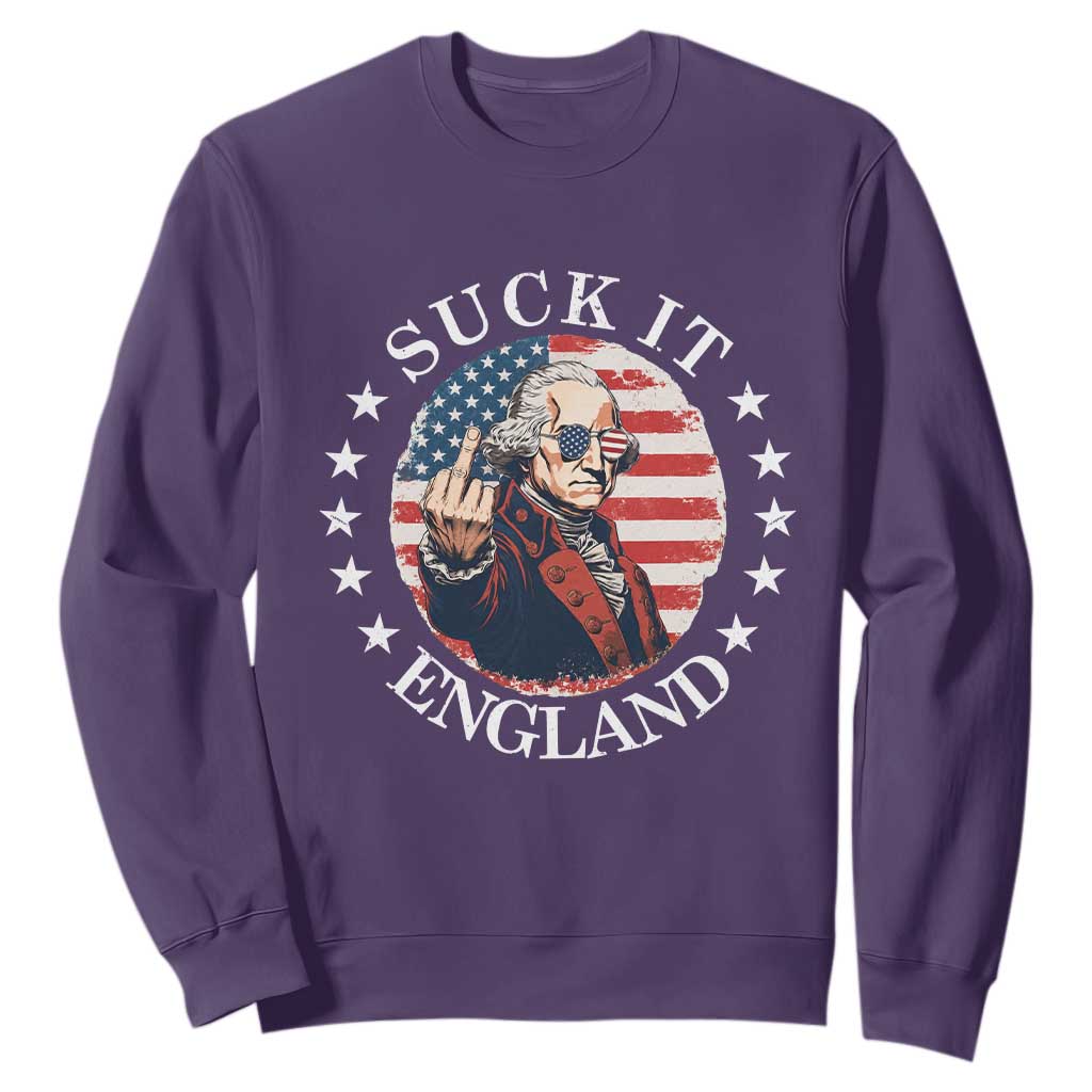 Funny George Washington Revolutionary War Sweatshirt Suck It England TS12 S Purple Print Your Wear