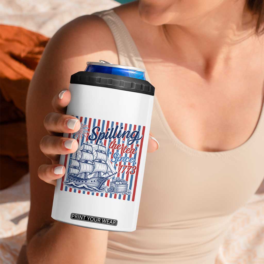 Spilling The Tea Since 1773 4 in 1 Can Cooler Tumbler Boston Tea Party USA History Humor