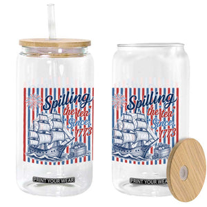 Spilling The Tea Since 1773 Glass Can Boston Tea Party USA History Humor