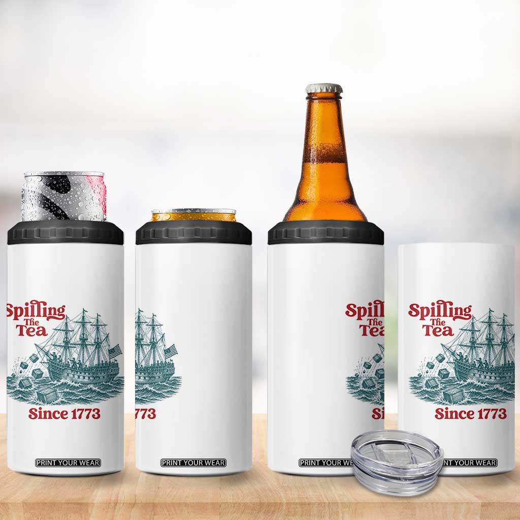 Spilling The Tea Since 1773 4 in 1 Can Cooler Tumbler American History Gift