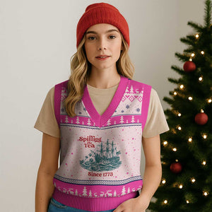 Spilling The Tea Since 1773 V-Neck Knit Sweater Vest American History Gift