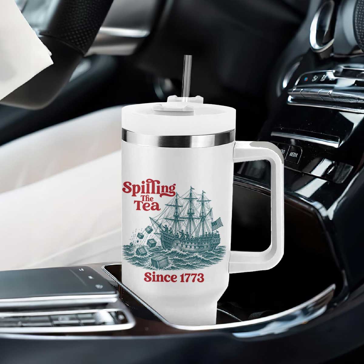 Spilling The Tea Since 1773 Tumbler With Handle American History Gift