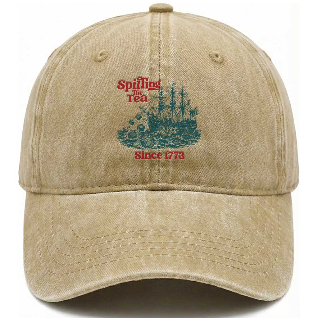 Spilling The Tea Since 1773 Washed Cotton Baseball Cap American History Gift TS12 Print Your Wear