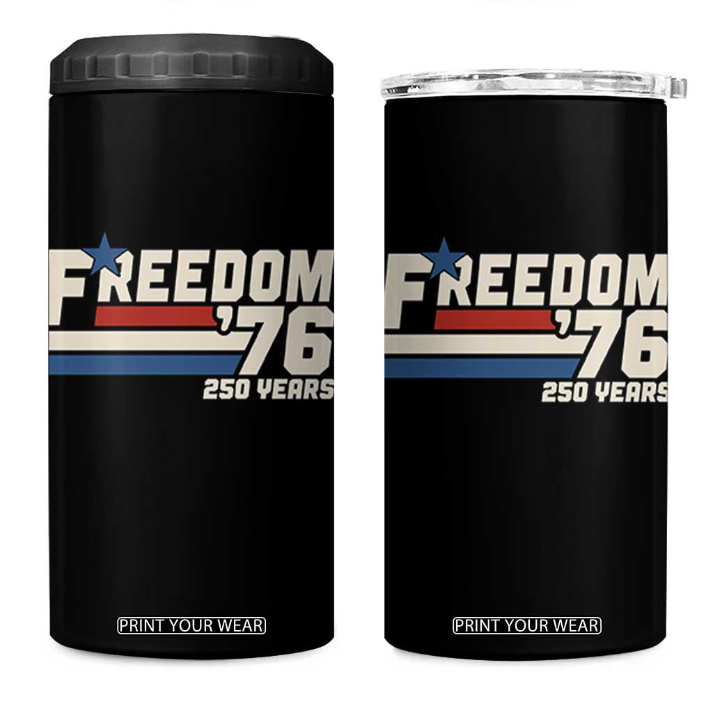 America Retro 250 Years Freedom USA 1776 2026 4 in 1 Can Cooler Tumbler TS12 One Size: 16 oz Black Print Your Wear