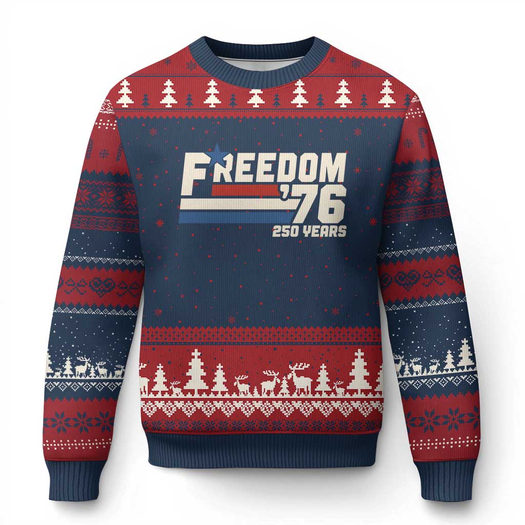 America Retro 250 Years Freedom USA 1776 2026 Ugly Christmas Sweater