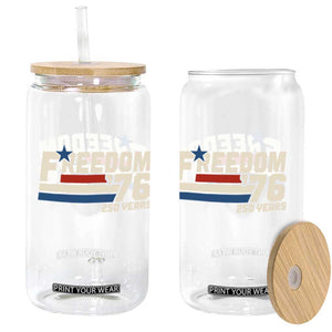 America Retro 250 Years Freedom USA 1776 2026 Glass Can