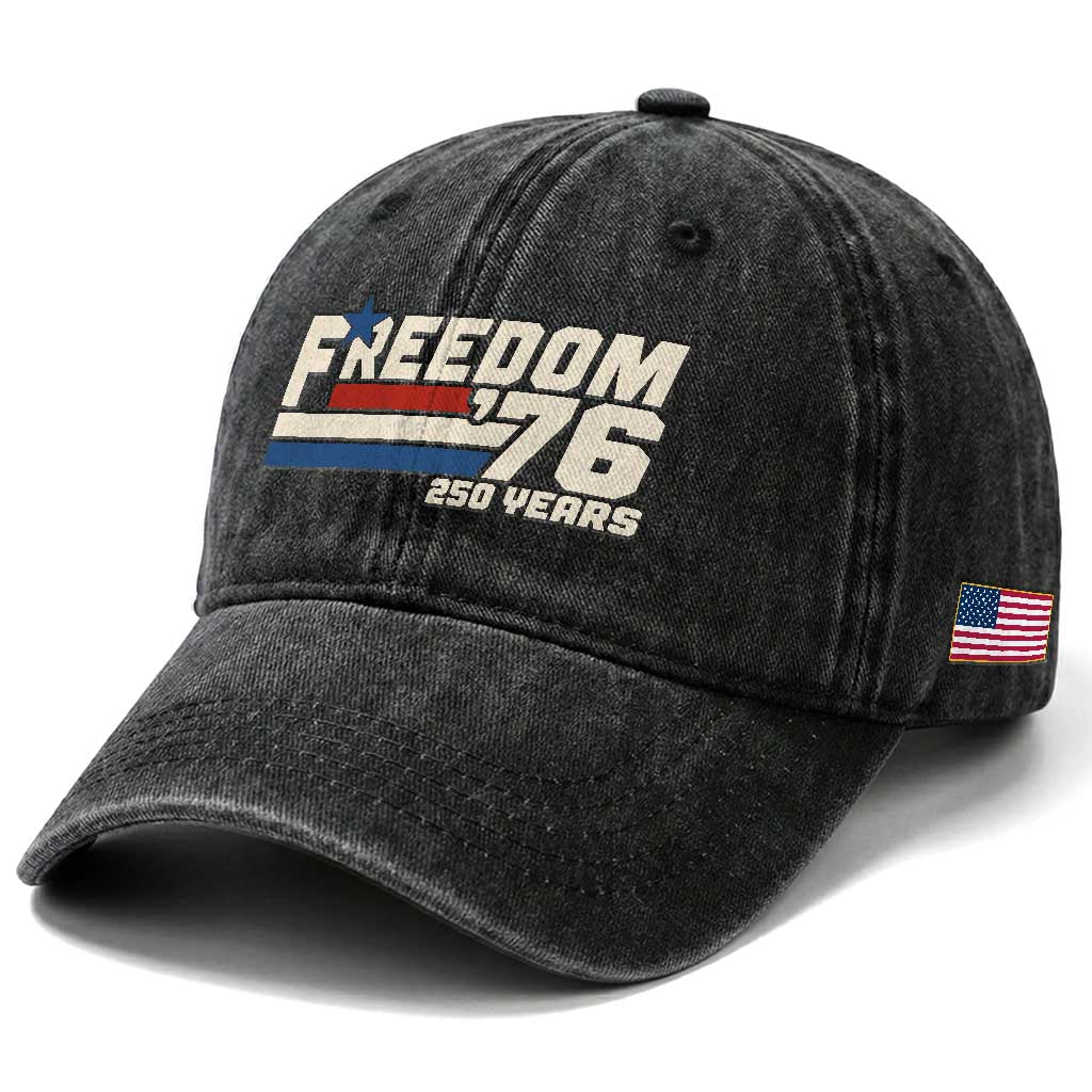 America Retro 250 Years Freedom USA 1776 2026 Washed Cotton Baseball Cap TS12 Print Your Wear
