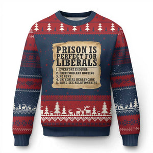 Vintage Prison Is Perfect For Liberals Ugly Christmas Sweater Funny Political Graphic