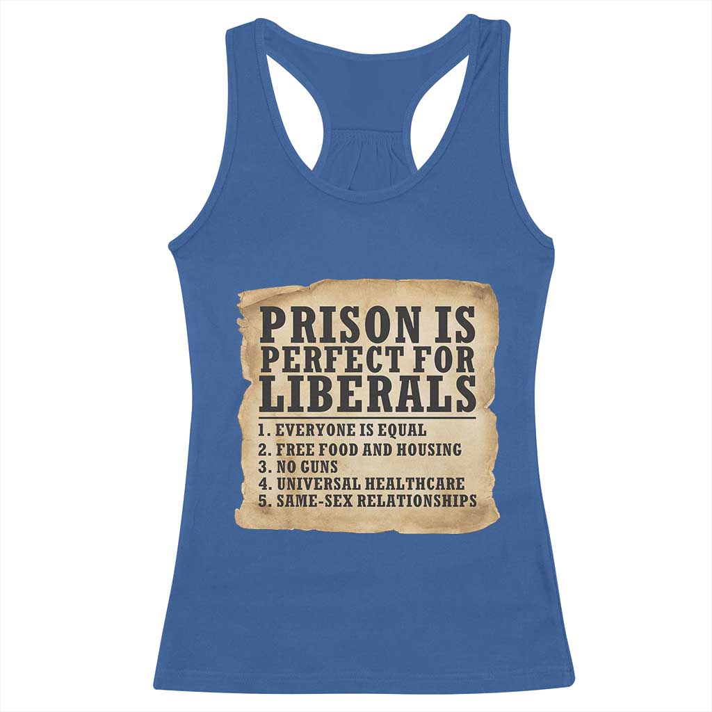 Vintage Prison Is Perfect For Liberals Racerback Tank Top Funny Political Graphic