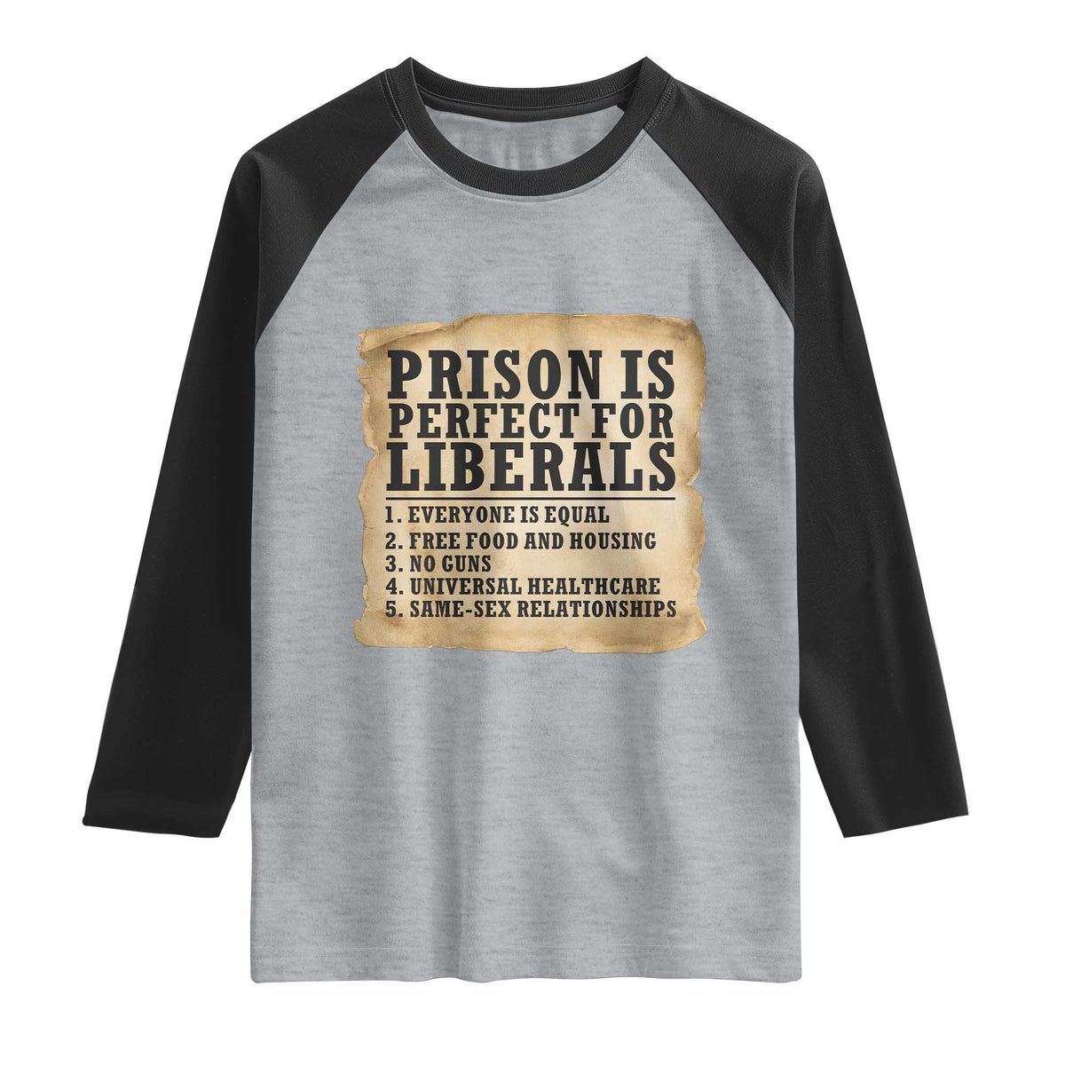 Vintage Prison Is Perfect For Liberals Raglan Shirt Funny Political Graphic