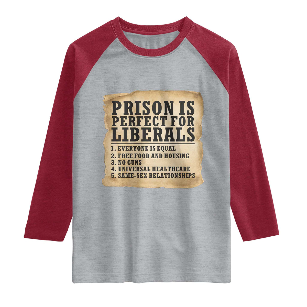 Vintage Prison Is Perfect For Liberals Raglan Shirt Funny Political Graphic