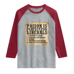 Vintage Prison Is Perfect For Liberals Raglan Shirt Funny Political Graphic