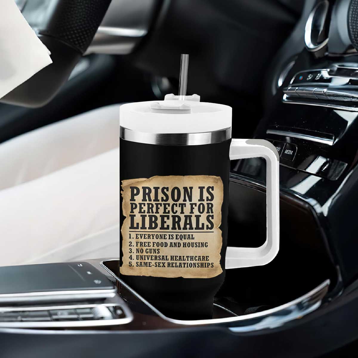 Vintage Prison Is Perfect For Liberals Tumbler With Handle Funny Political Graphic