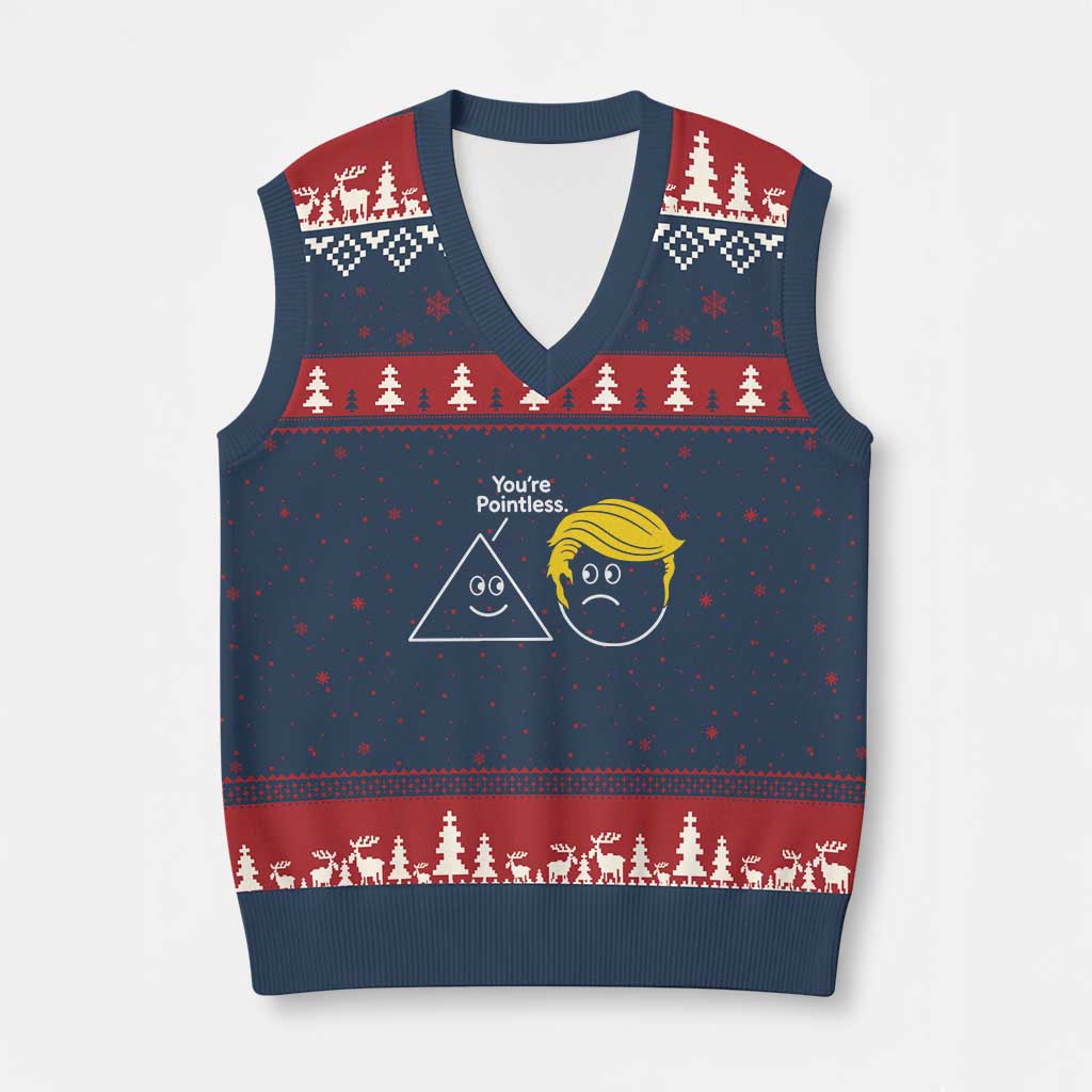 Funny Political Geometry Joke V-Neck Knit Sweater Vest Youre Pointless Graphic