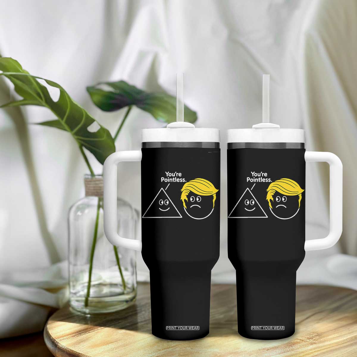 Funny Political Geometry Joke Tumbler With Handle Youre Pointless Graphic