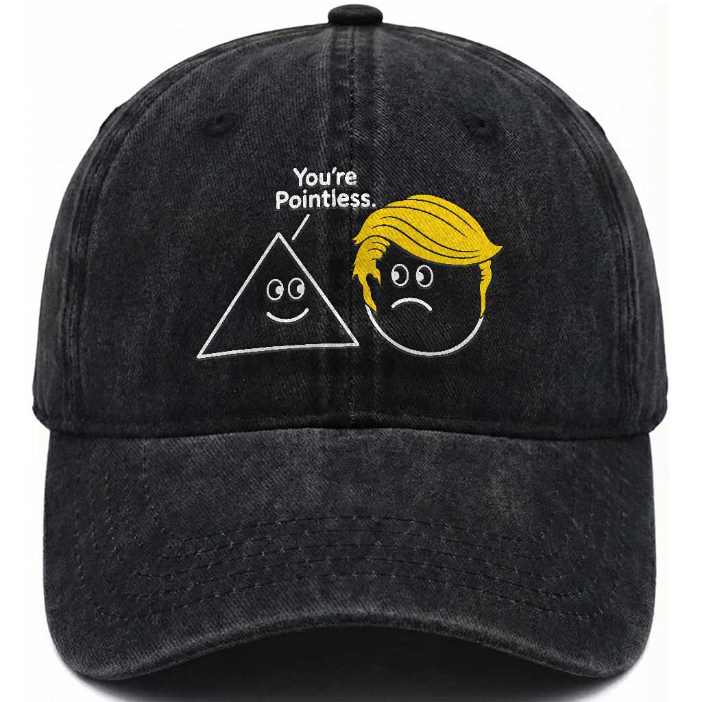 Funny Political Geometry Joke Washed Cotton Baseball Cap Youre Pointless Graphic TS12 Print Your Wear