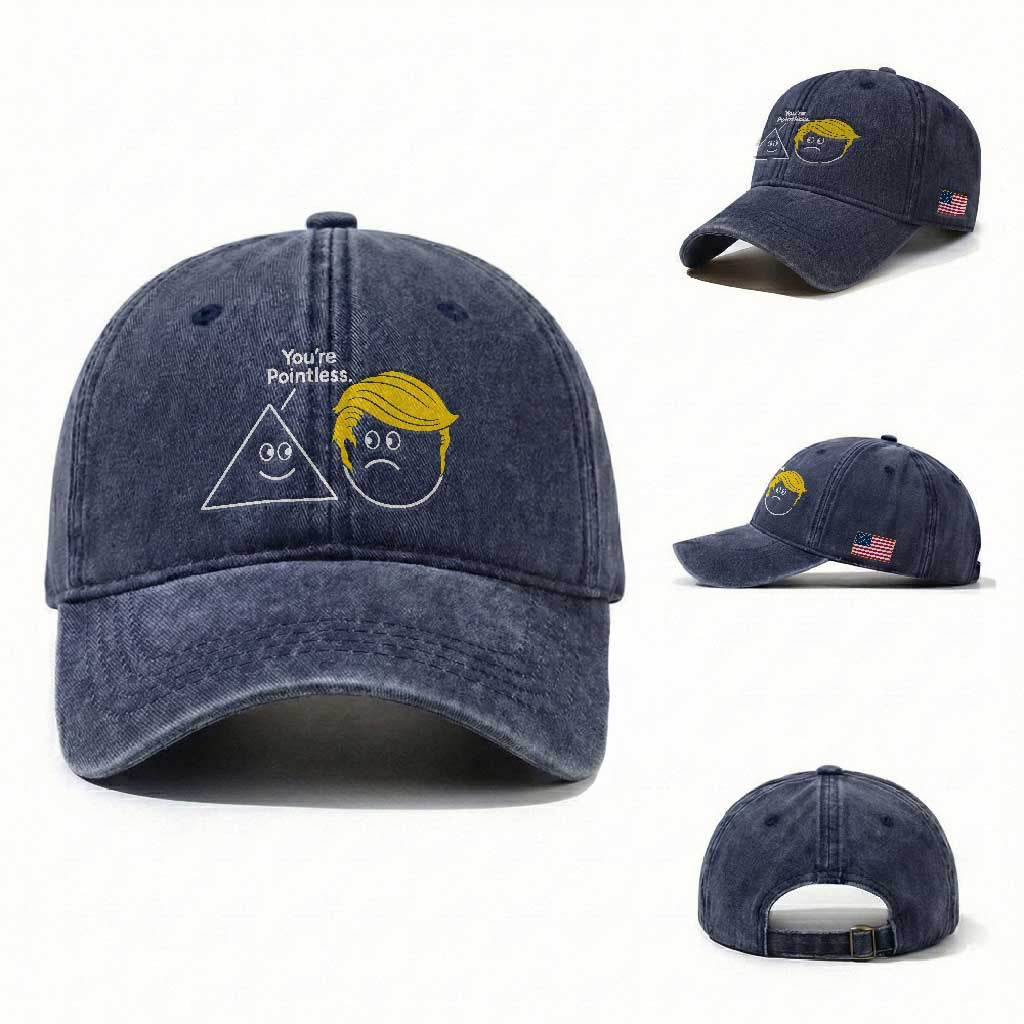 Funny Political Geometry Joke Washed Cotton Baseball Cap Youre Pointless Graphic