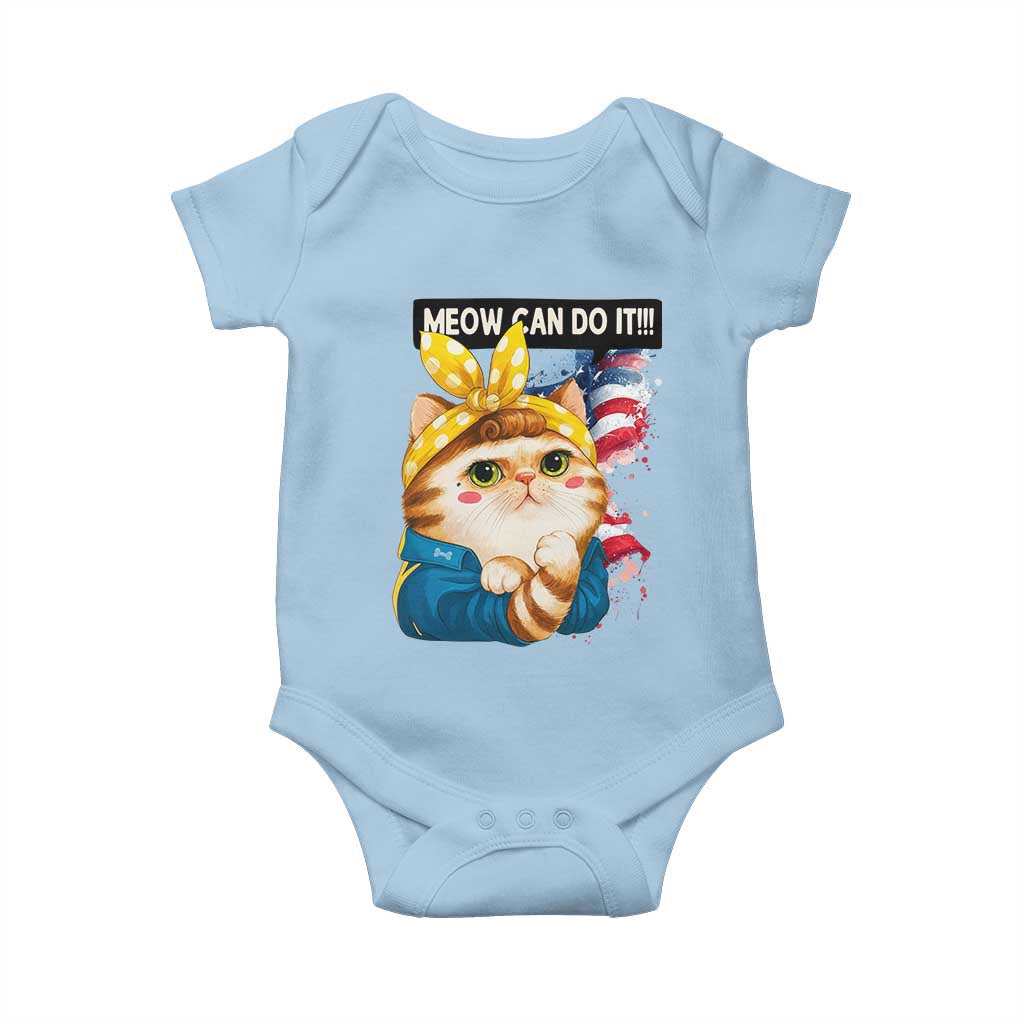 Meow Can Do It Baby Onesie Funny Feminist Cat Lover Gift TS12 Light Blue Print Your Wear